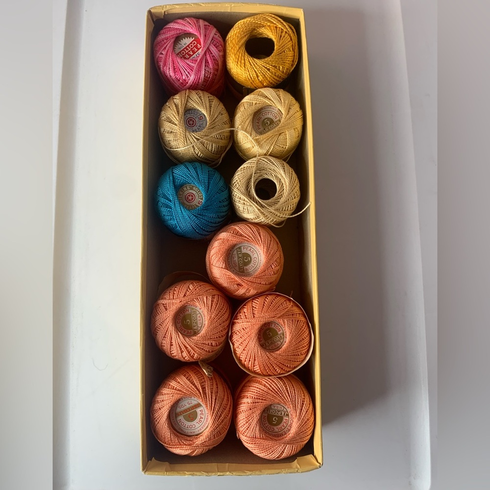 cotton thread balls for knitting, embroidery, crochet, weaving (set of 11)